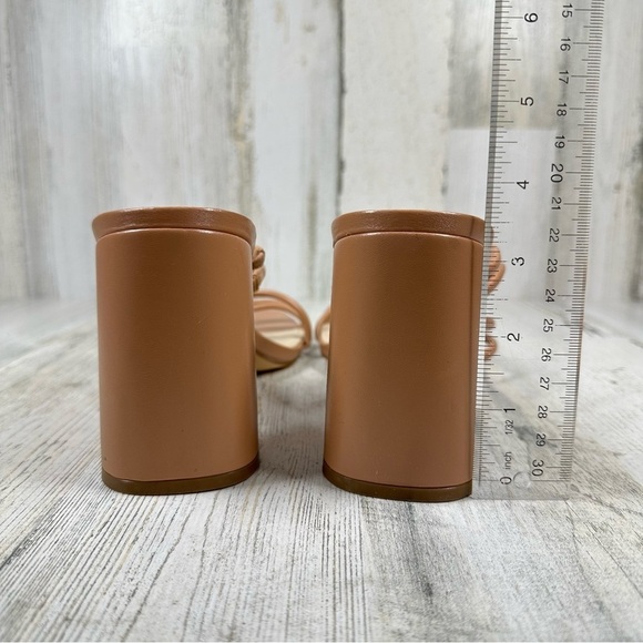 New Nine West Getcha 3 Heeled Brown Leather Block Heel Summer Sandals #498 - Picture 7 of 10